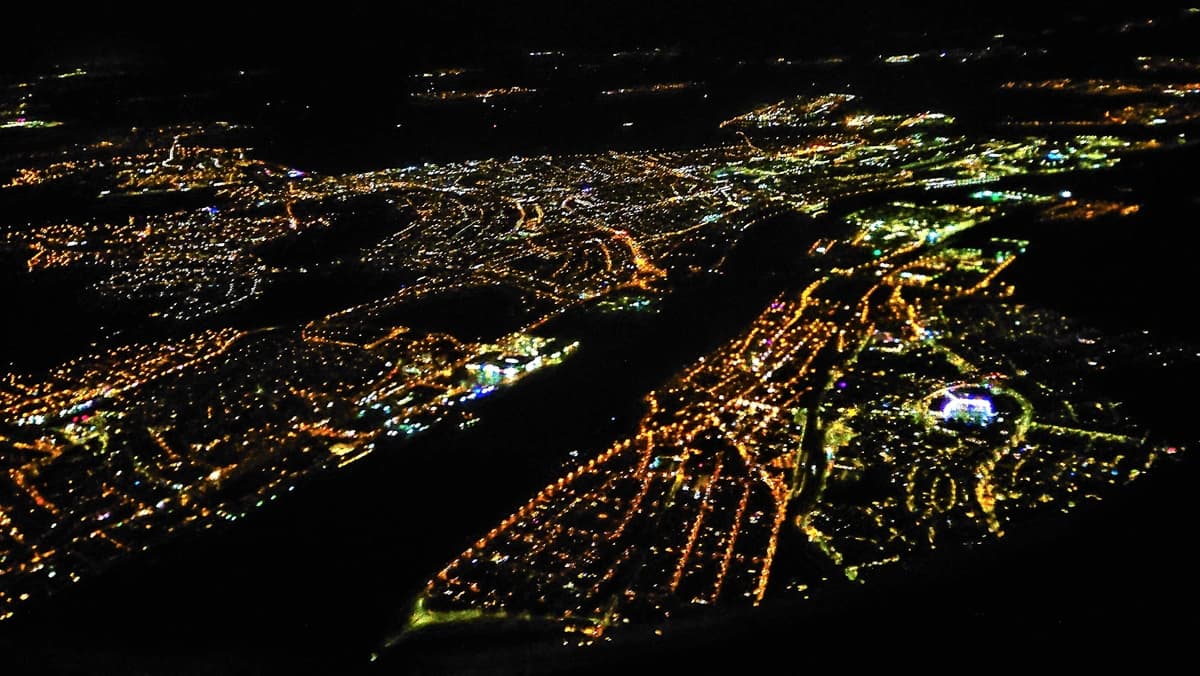 view of lights in city from above